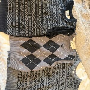 4T 5T Boys Gray and Black Patterned Sweater Sweater Vest